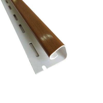 Perfil J siding PVC color café madera. Revestimiento exterior. Producto