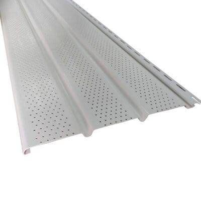 Siding PVC alero perforado blanco. Revestimiento exterior. Producto